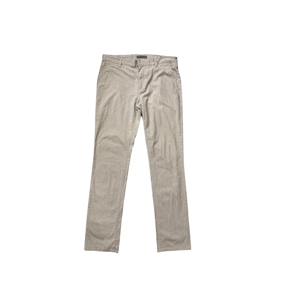 John Varvatos Mens Slim Straight Leg Pants Tan Brown Heathered Chino 35x31.5
